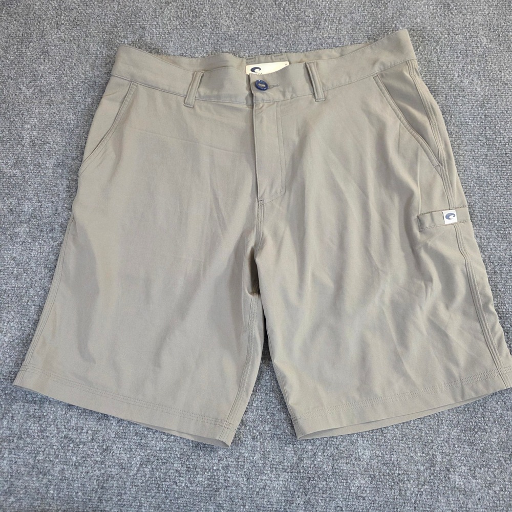 Costa Del‎ Mar Fishing Shorts Mens 34 Tan Hybrid Performance Stretch Cargo